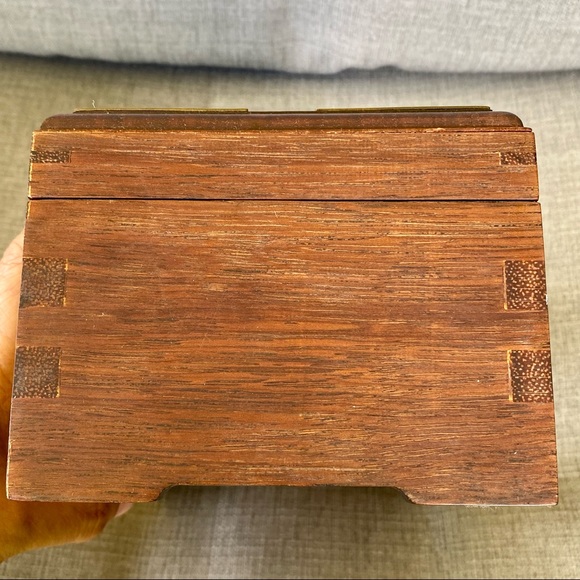 Vintage Wooden Brass Ornate Jewelry Box - Picture 9 of 16